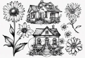 A part of fancy house
 and a daisy tattoo idea
