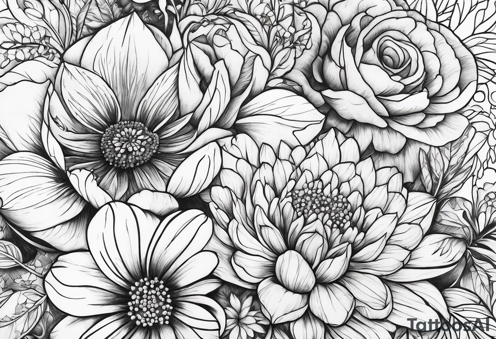ornaments of flowers tattoo idea