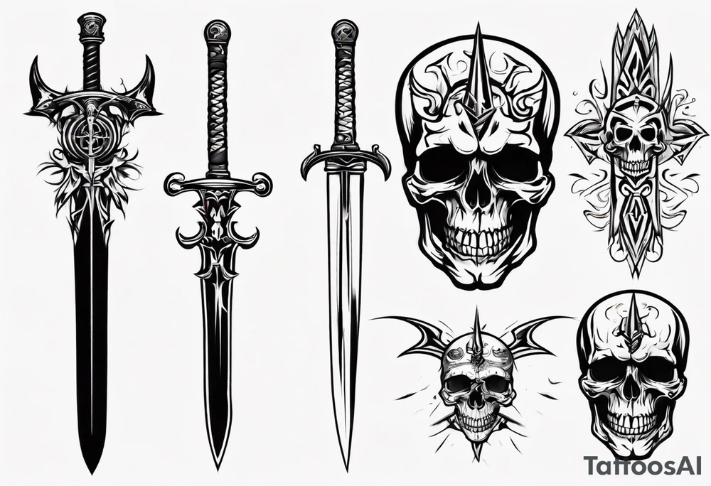 skull sword tattoo idea