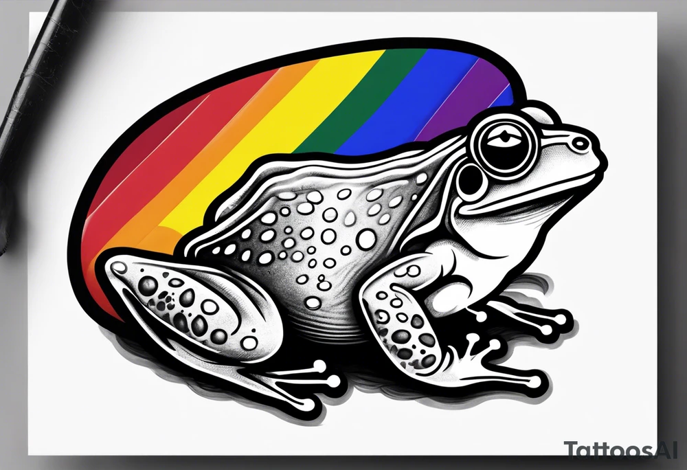 Small frog with pride flag tattoo idea