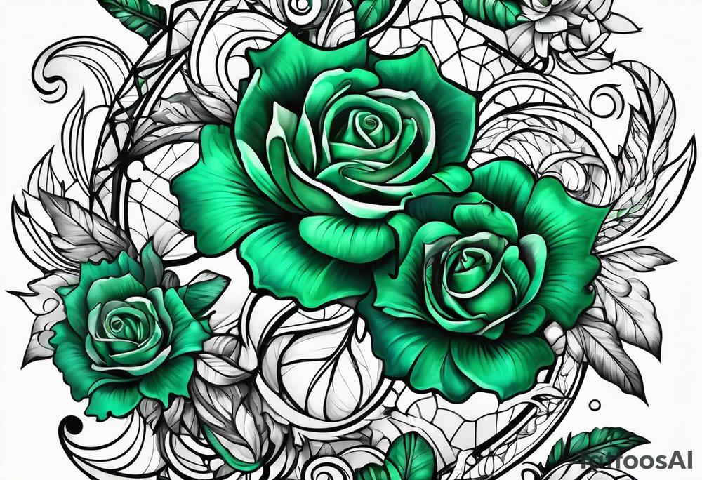 Emerald color Puzzle pieces tattoo idea