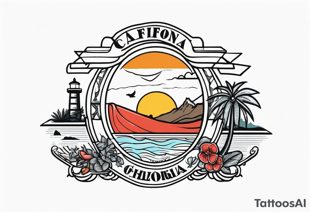 California homage, Bay Area, include icons tattoo idea