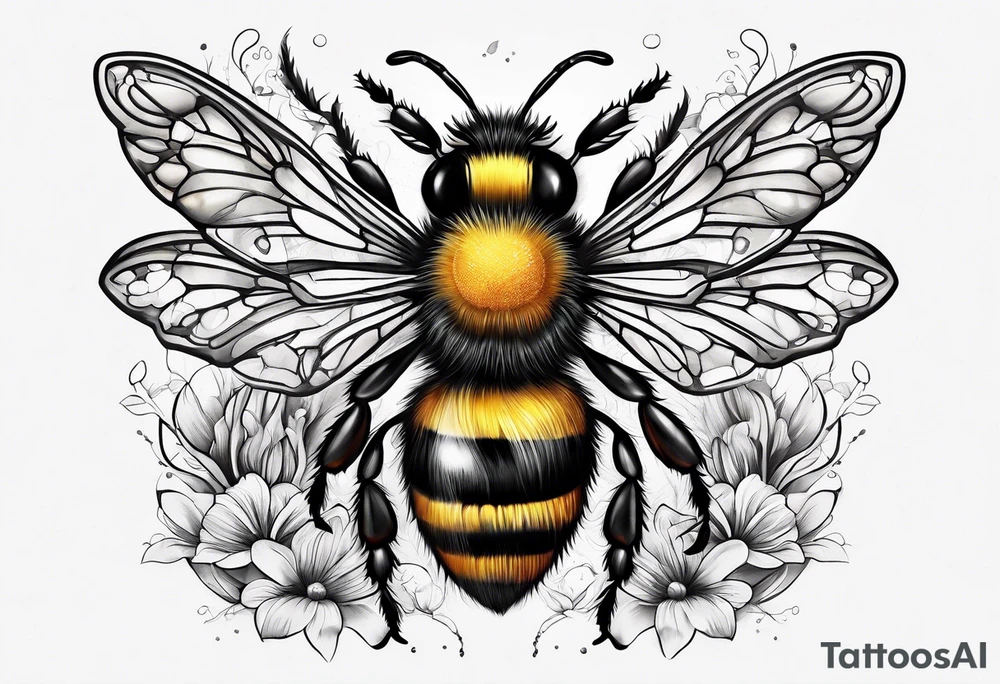 Forearm cut open to reveal tendons inside with bees crawling throughout tattoo idea