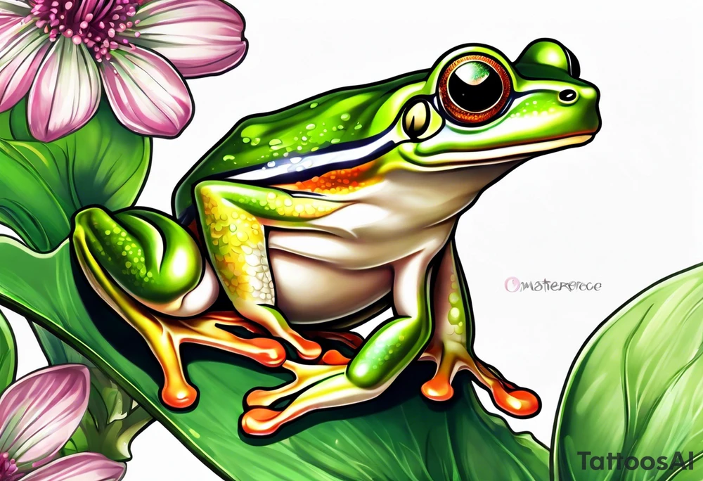 Tree frog in clover tattoo idea