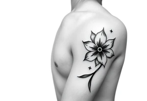 Hong kong flag, no stars inside the flower, the center of the flower is on the right elbow and wraps around the right 
arm. ON THE RIGHT ARM tattoo idea