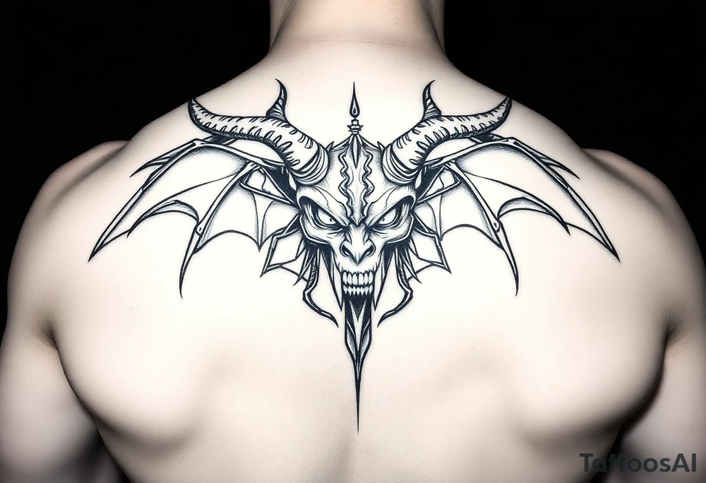 Joshua Esquivel/capricorn/strong and demonic full back tattoo idea