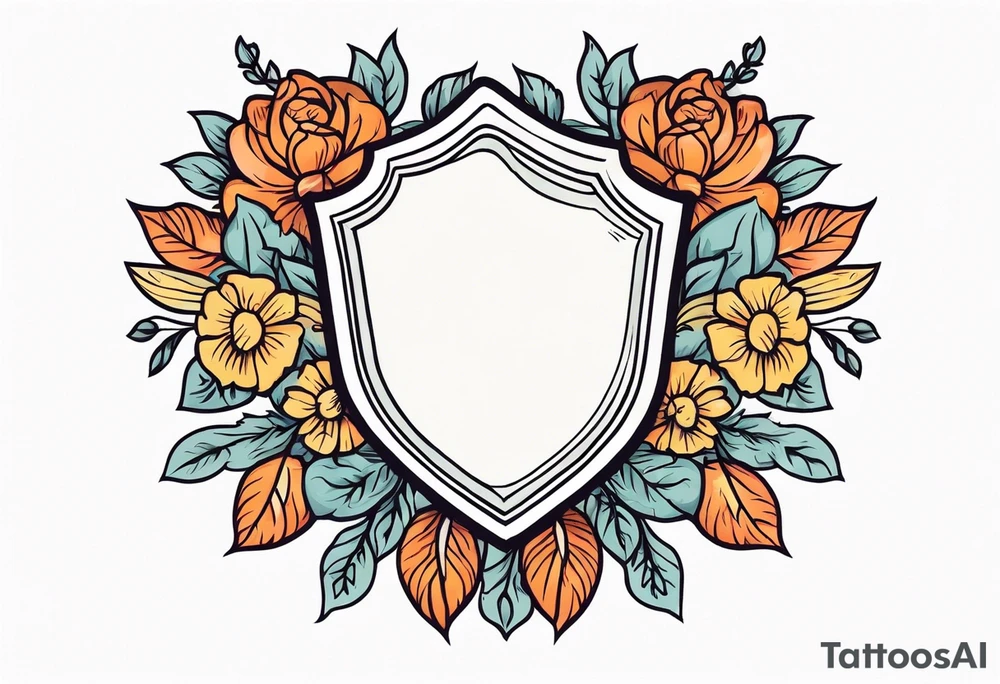 shield

old school vintage simple traditional design with vintage flowers surrounding
bold color simple tattoo idea
