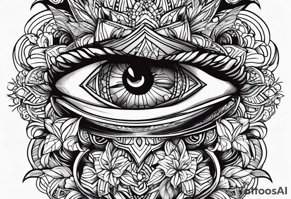 tattoo that goes all around the wrist with a ton off eyes tattoo idea