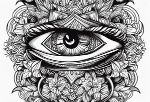 tattoo that goes all around the wrist with a ton off eyes tattoo idea