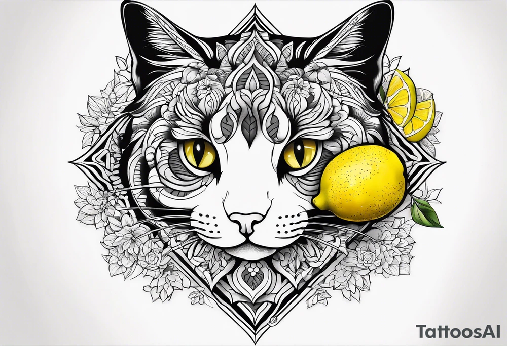 a combination between a lemon and a cat paw tattoo idea