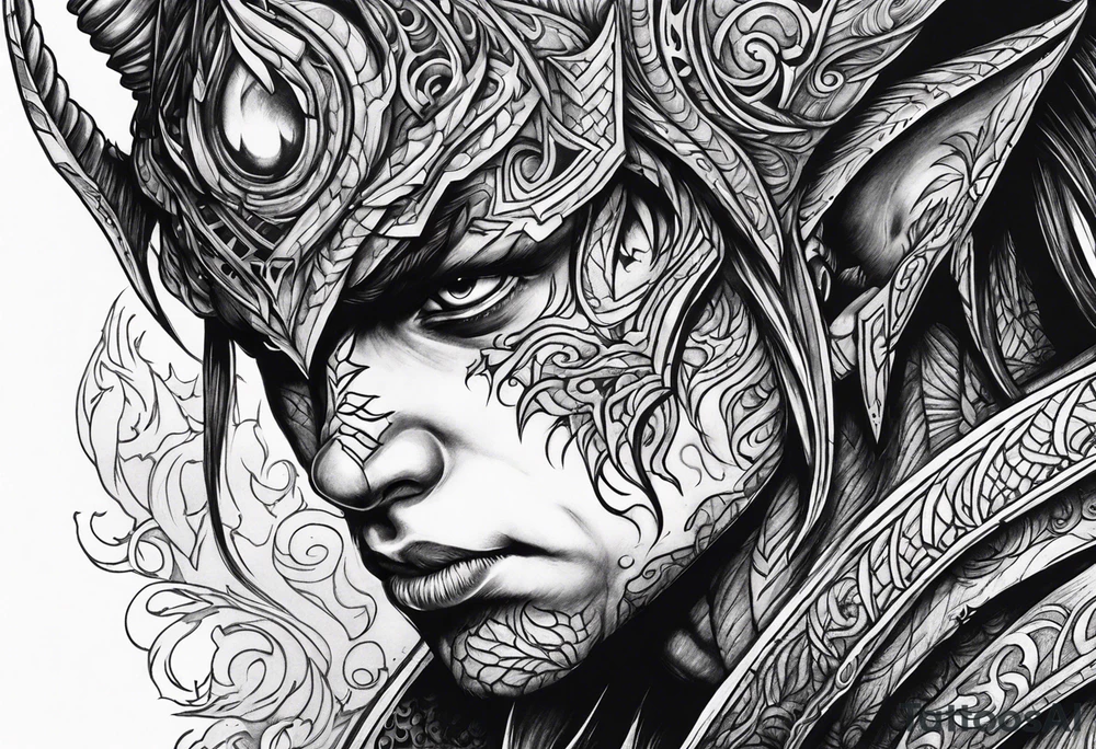 Demon stalking a boy tattoo idea