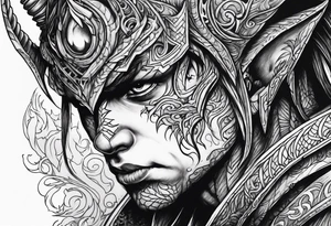 Demon stalking a boy tattoo idea