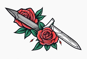 Messer mit Stacheldraht und Rose tattoo idea