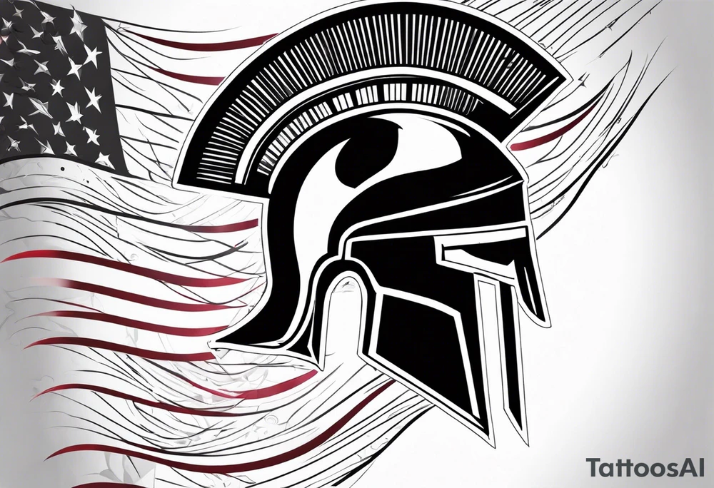 Spartan warrior helmet with American flag tattoo idea