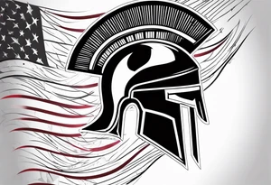 Spartan warrior helmet with American flag tattoo idea