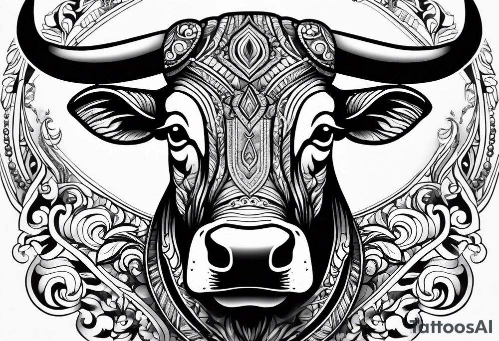 a psychedelic bull tattoo idea