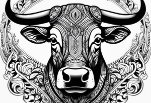 a psychedelic bull tattoo idea