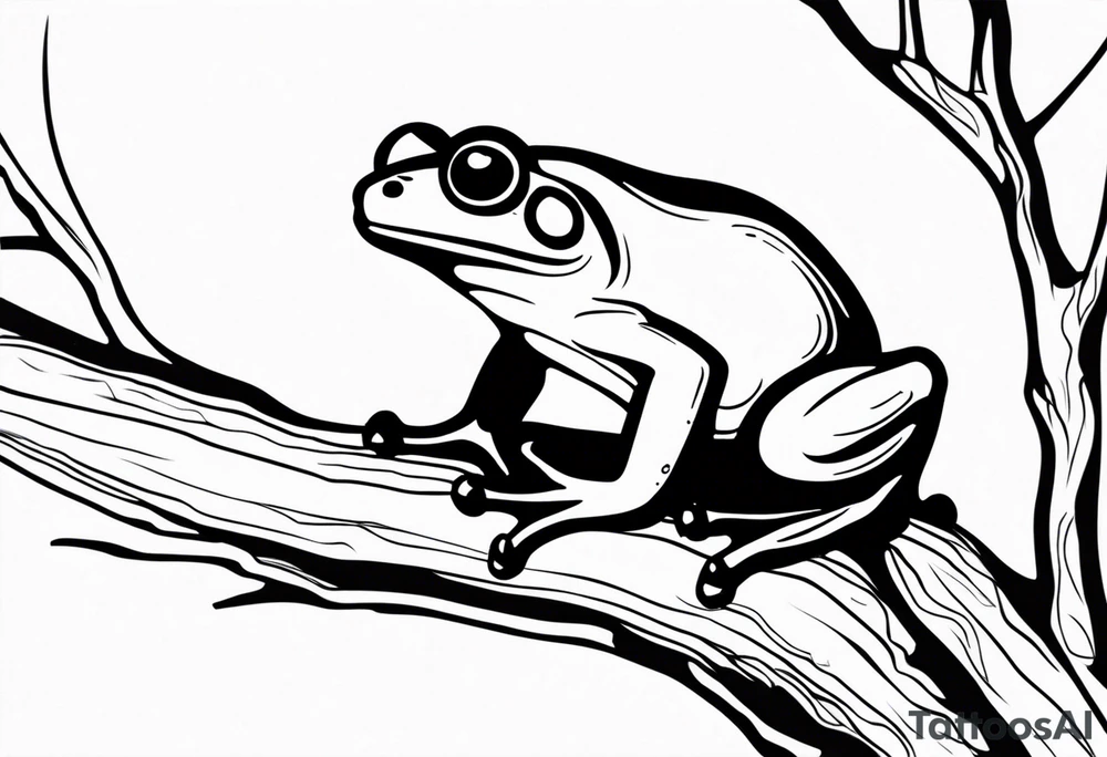 a simple frog on a branch tattoo idea