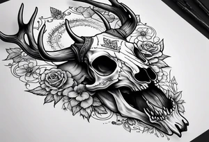 European mount mule deer skull tattoo idea