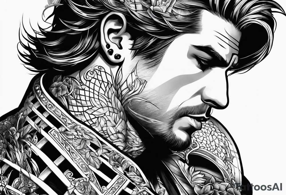 man in cage thinking tattoo idea