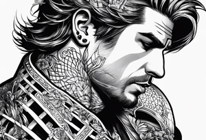man in cage thinking tattoo idea