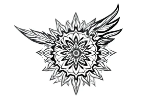 spiritual bold line feather indian mandala shaman tattoo idea