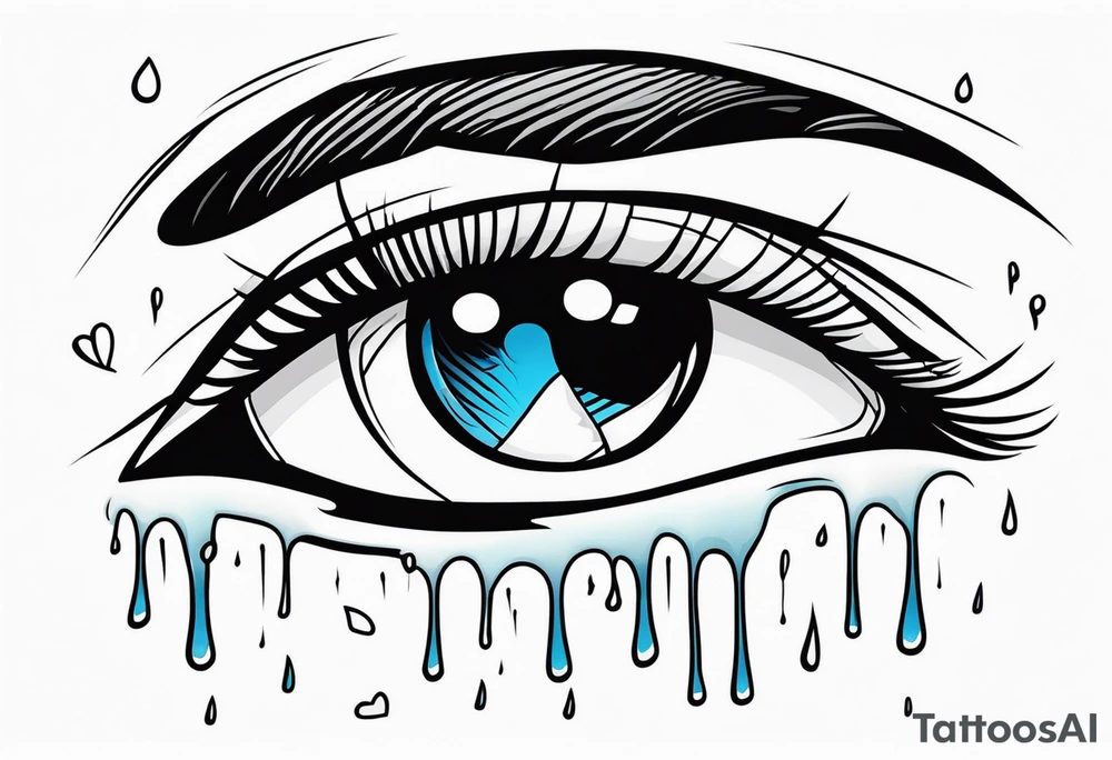 crying face with tears tattoo idea