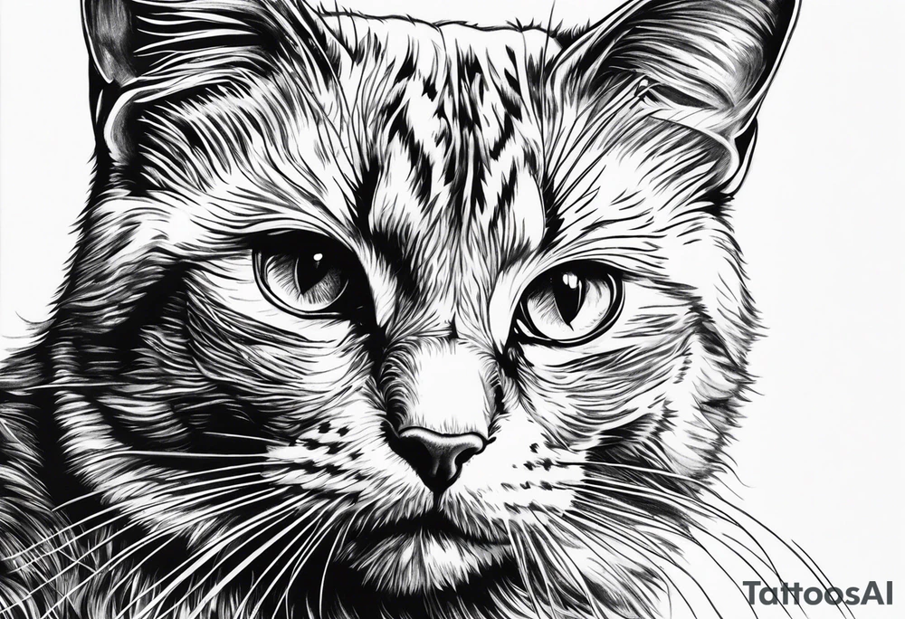 Black and white cat tattoo idea