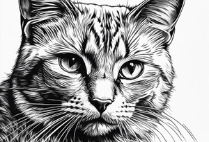 Black and white cat tattoo idea