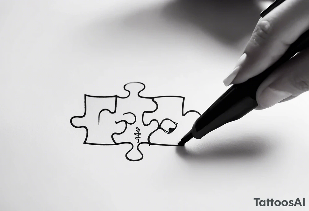Fine line tattoo that has my sister's hand writing "my favorite sister" written inside of a single puzzle piece. tattoo idea