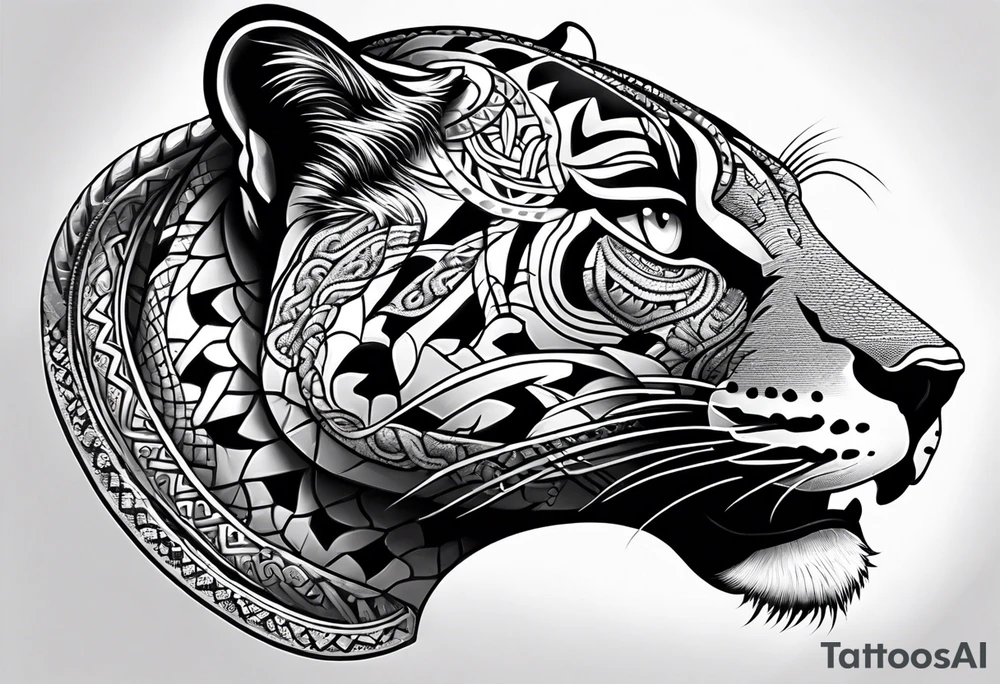 aztec black jaguar with snake tattoo idea