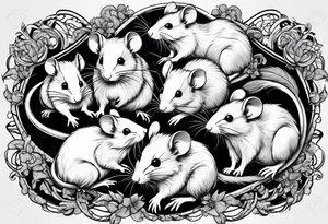 A collection of rats or mice whose tails are intertwined and bound together in some way. tattoo idea
