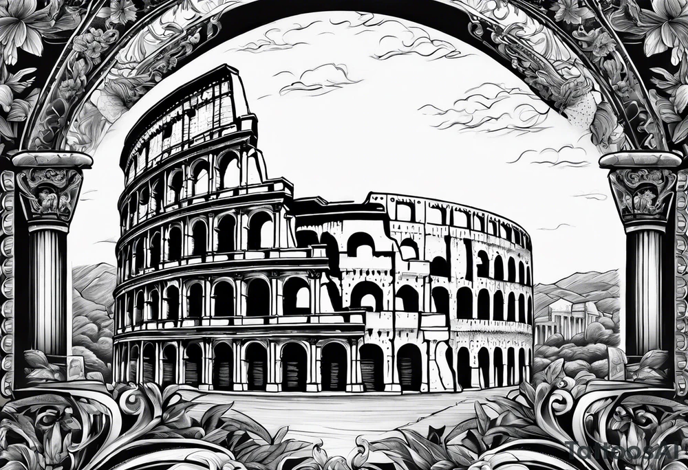 Roman soldier colosseum far away tattoo idea