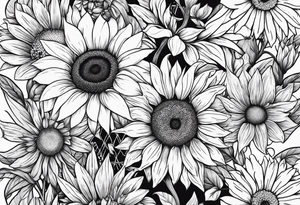 sunflowers, Daisy, wildflower, sleeve half tattoo idea