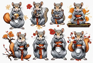 a grey squirrel dressed as a monk tattoo idea