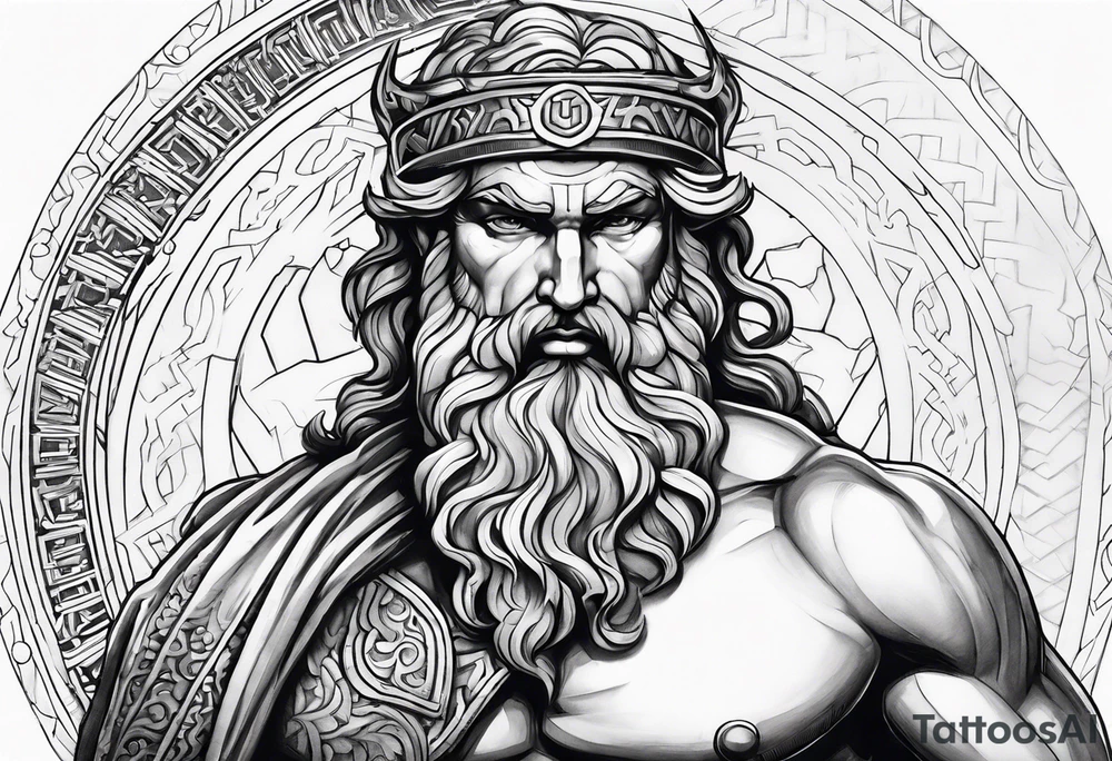 Greek god meletus with thunder on the arm tattoo idea