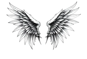 Realistic angelwings long tattoo idea