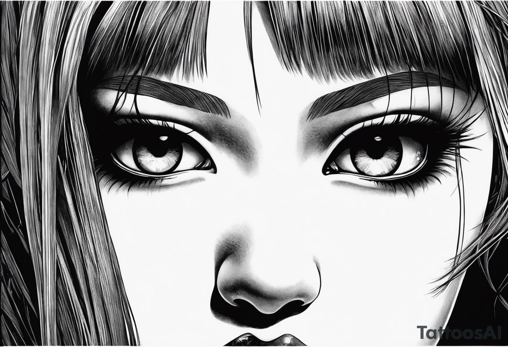 Tomie by Junji Ito half of face is beautiful another face is monstrous tattoo idea