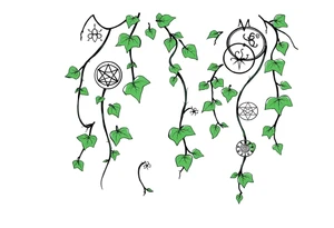 Ivy. Vines with wiccan symbols and zodiac signs tattoo idea