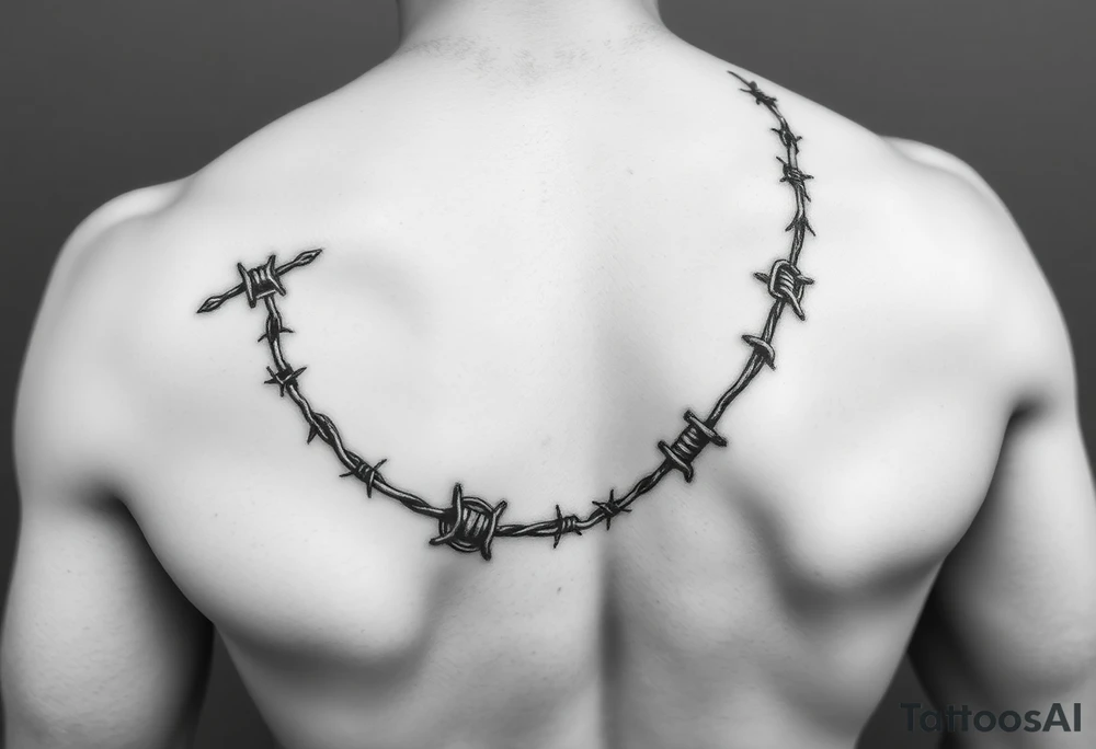 I want a barbed wire wraparound tattoo on my arm that starts from my hand and goes around my arm to my bicep where it ends up coiling itself on the bicep. It should also have a part that looks like a chain which is breaking to representing breaking generational curses tattoo idea