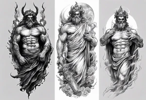 GREEK GOD hades
ARM SLEEVE 
REALISTIC tattoo idea