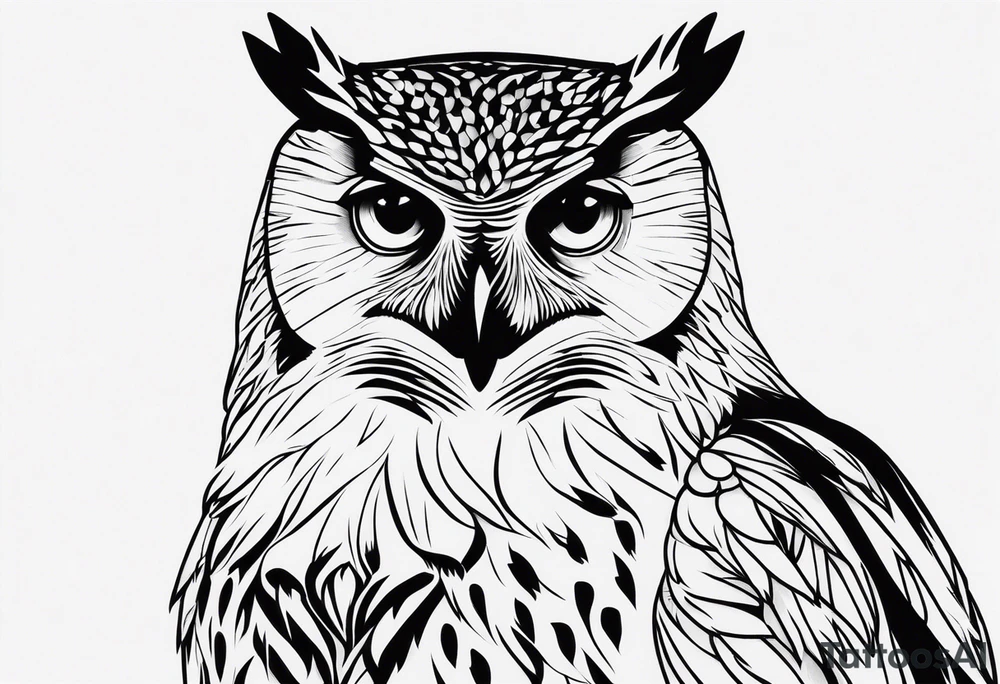 powerful owl, close-up tattoo idea