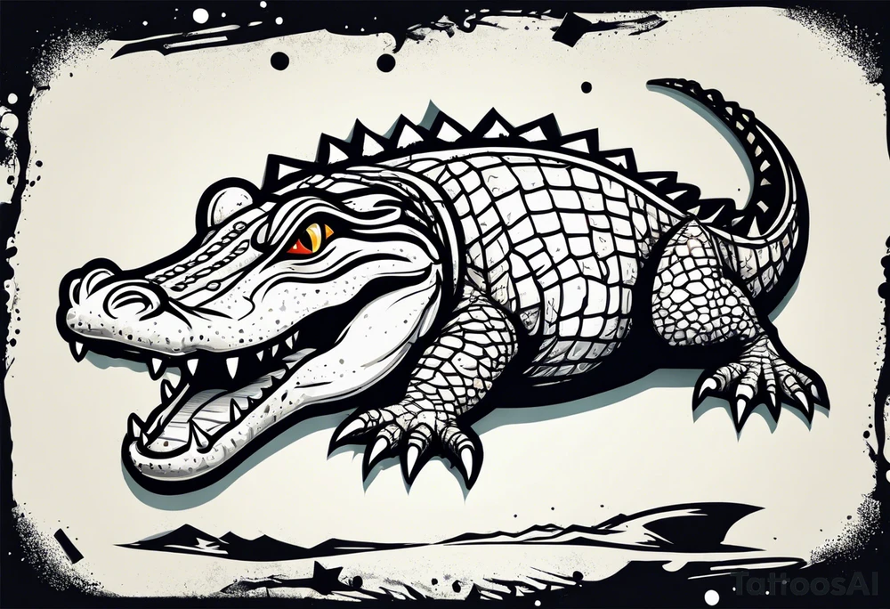 Alligator on a ace of spades poker card tattoo idea