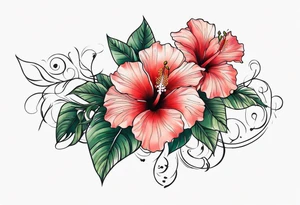 Long Vines With Hibiscus Flower tattoo idea