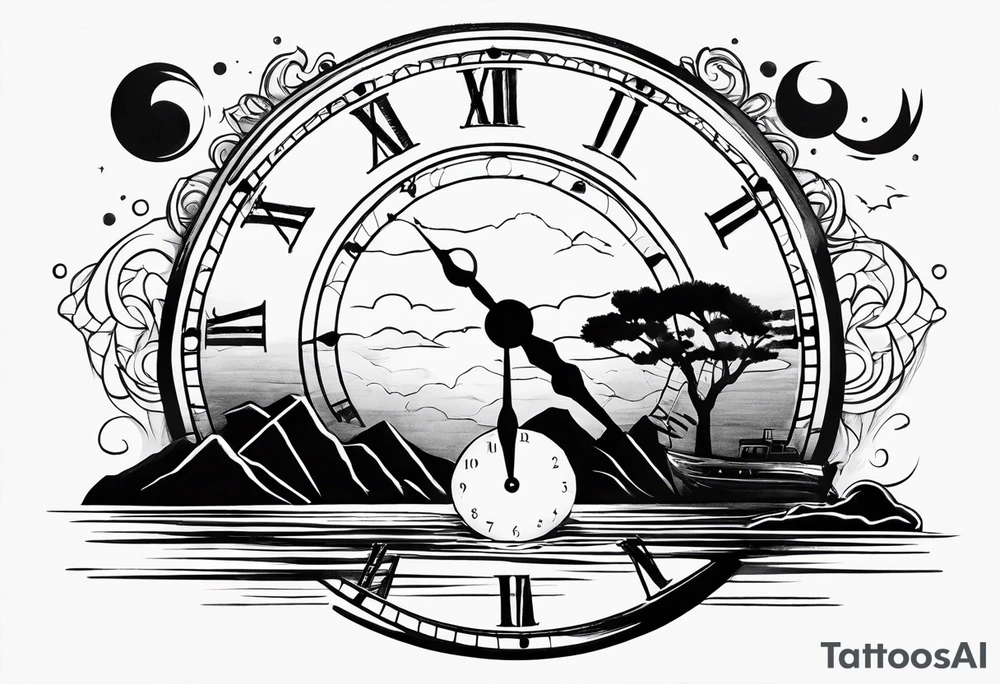 time element in sunset for man simple design tattoo idea