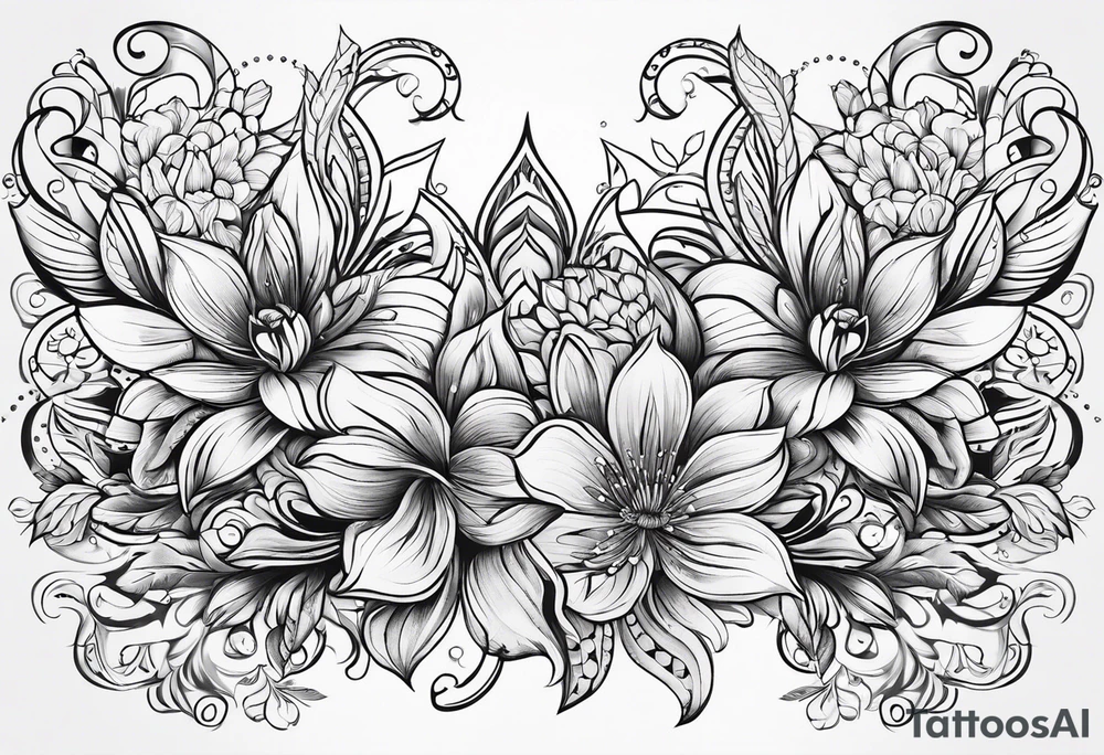 ornaments of flowers tattoo idea