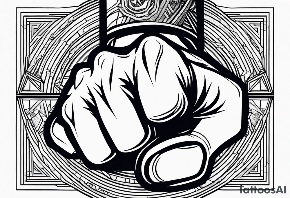 A clenched fist on the back using negative space techniques tattoo idea A clenched fist on the back using negative space techniques tattoo idea