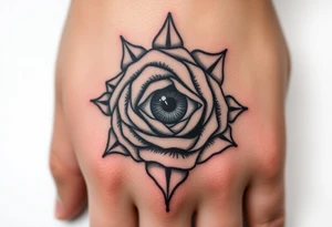 Eye of Providence inside a rose tattoo tattoo idea