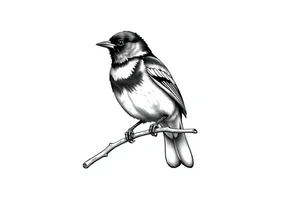 Male European Blackbird on a branch tattoo idea tattoo idea