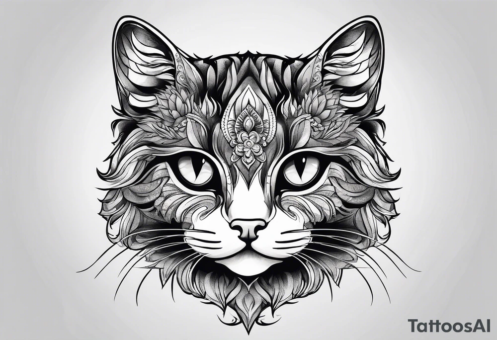 small Cat face, front on tattoo idea